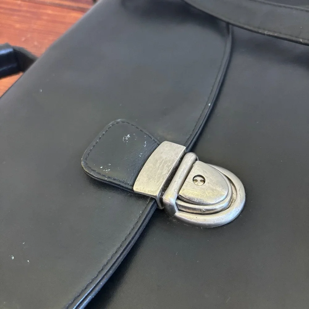 Frye Black Leather Briefcase Messenger Bag Business Laptop Satchel Work Tote